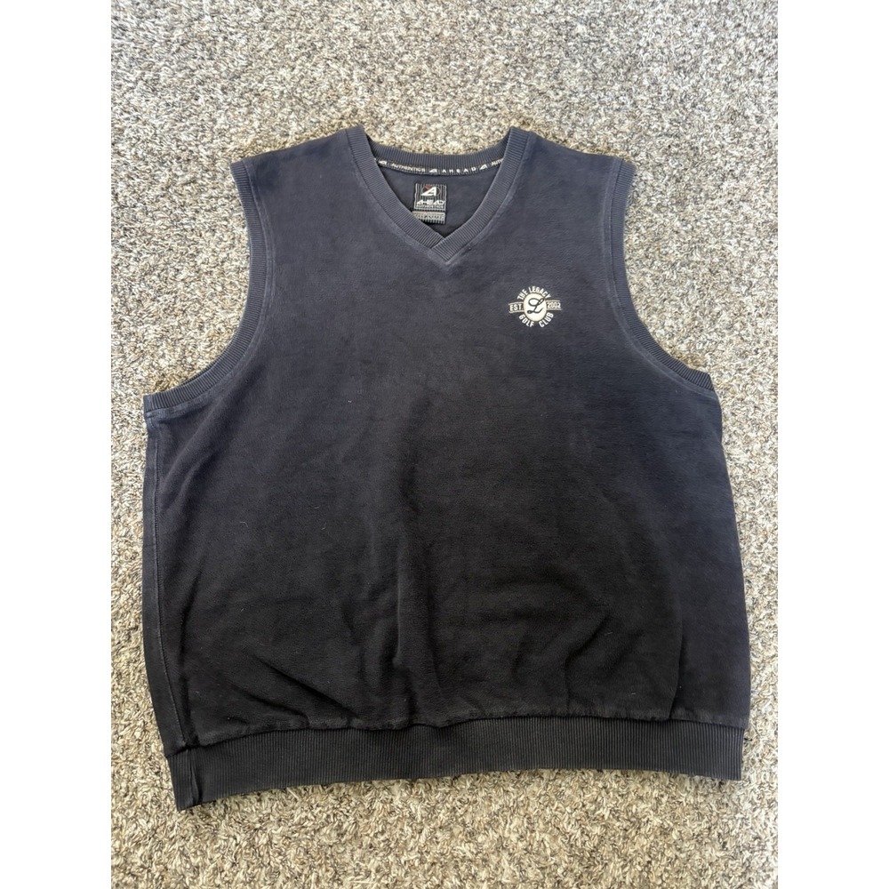 The Legacy Club 2002 Golf Sweatshirt AHEAD Vest  Faded Black Mens Large Y2K Golf